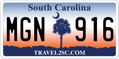 SC license plate MGN916