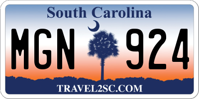 SC license plate MGN924
