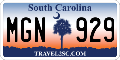SC license plate MGN929