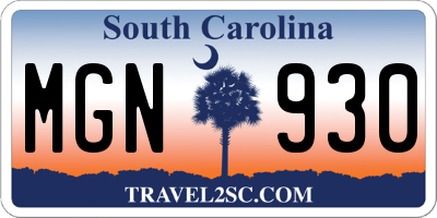 SC license plate MGN930
