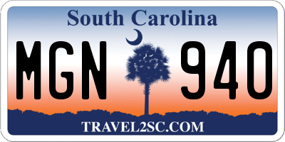 SC license plate MGN940