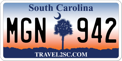 SC license plate MGN942