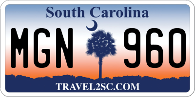SC license plate MGN960