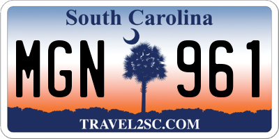 SC license plate MGN961