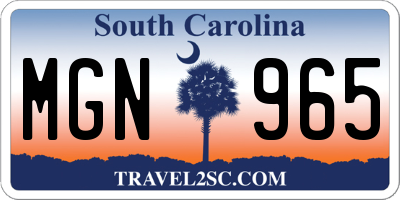 SC license plate MGN965