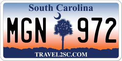 SC license plate MGN972
