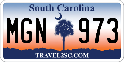 SC license plate MGN973