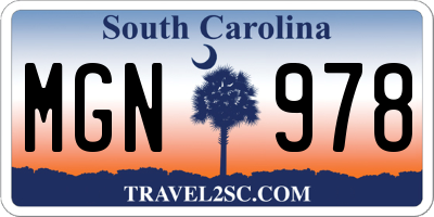 SC license plate MGN978