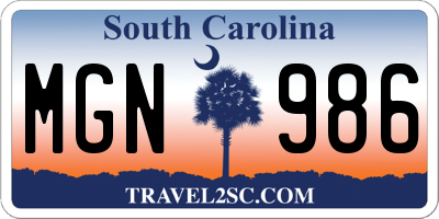 SC license plate MGN986