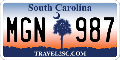 SC license plate MGN987
