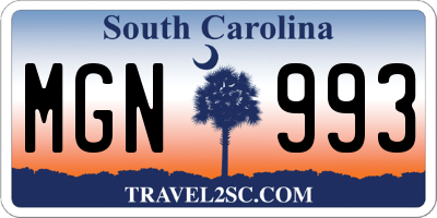 SC license plate MGN993