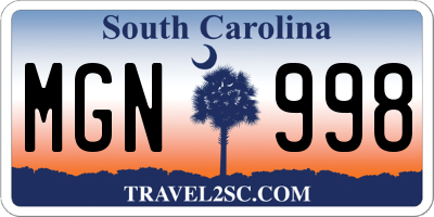 SC license plate MGN998