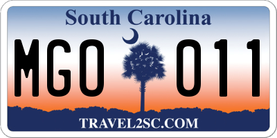 SC license plate MGO011
