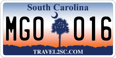 SC license plate MGO016