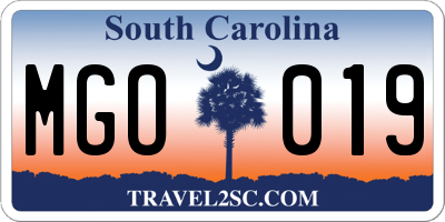 SC license plate MGO019