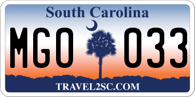 SC license plate MGO033
