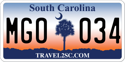 SC license plate MGO034