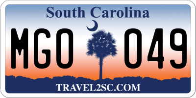 SC license plate MGO049