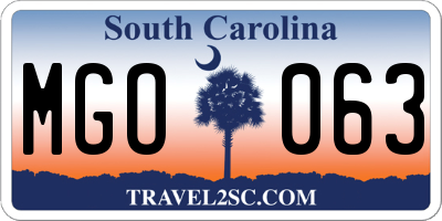 SC license plate MGO063