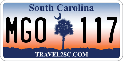 SC license plate MGO117