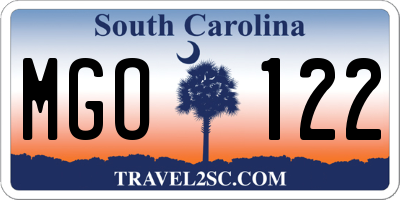 SC license plate MGO122