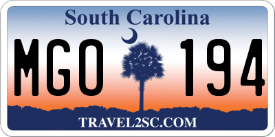 SC license plate MGO194