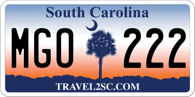 SC license plate MGO222