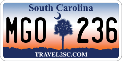 SC license plate MGO236