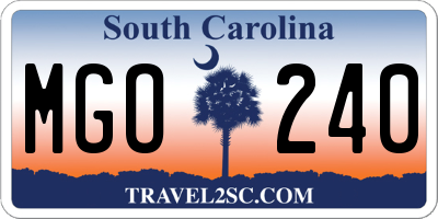 SC license plate MGO240