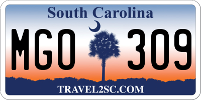 SC license plate MGO309