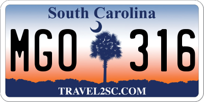 SC license plate MGO316