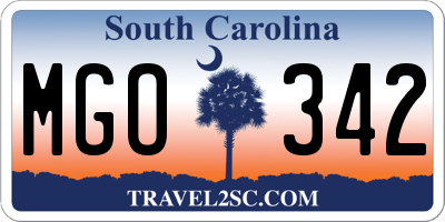 SC license plate MGO342