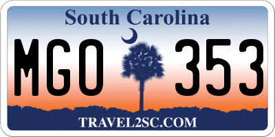 SC license plate MGO353