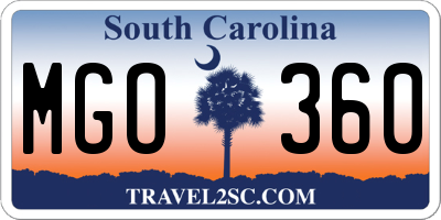 SC license plate MGO360