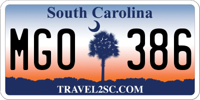 SC license plate MGO386
