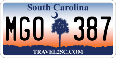 SC license plate MGO387