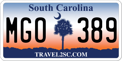 SC license plate MGO389