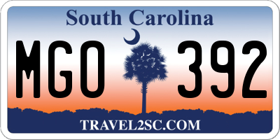 SC license plate MGO392