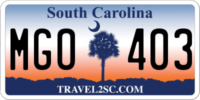 SC license plate MGO403