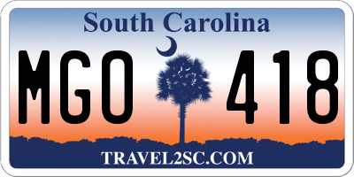 SC license plate MGO418