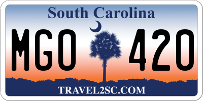 SC license plate MGO420