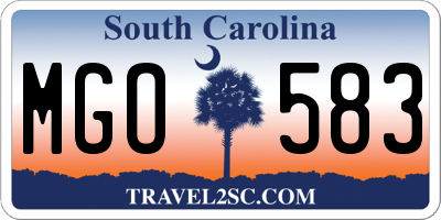 SC license plate MGO583