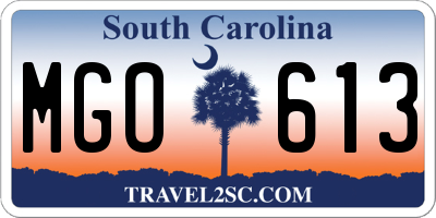 SC license plate MGO613