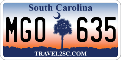 SC license plate MGO635