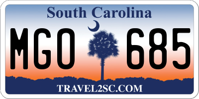 SC license plate MGO685