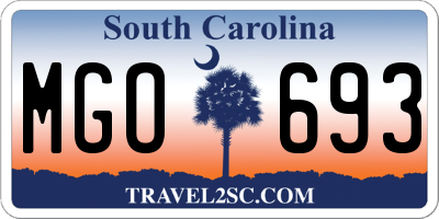 SC license plate MGO693