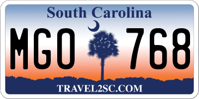 SC license plate MGO768