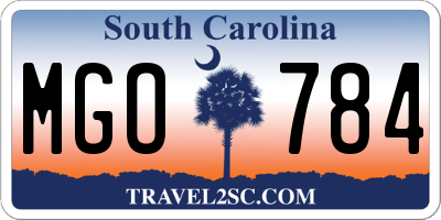 SC license plate MGO784