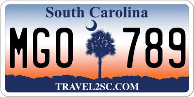 SC license plate MGO789