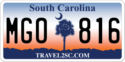 SC license plate MGO816